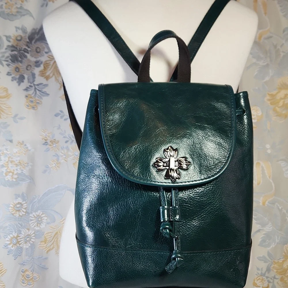 Patricia Nash Seluci Blue Coral Green Leather Backpack Nwt - Picture 2 of 11